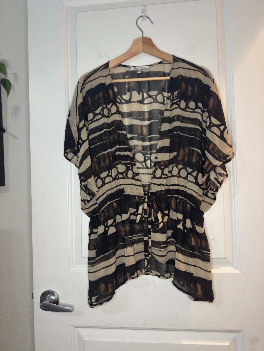 Quintessential - Y2K Sheer Abstract Geometric Layering Piece - Brown/Black - XL